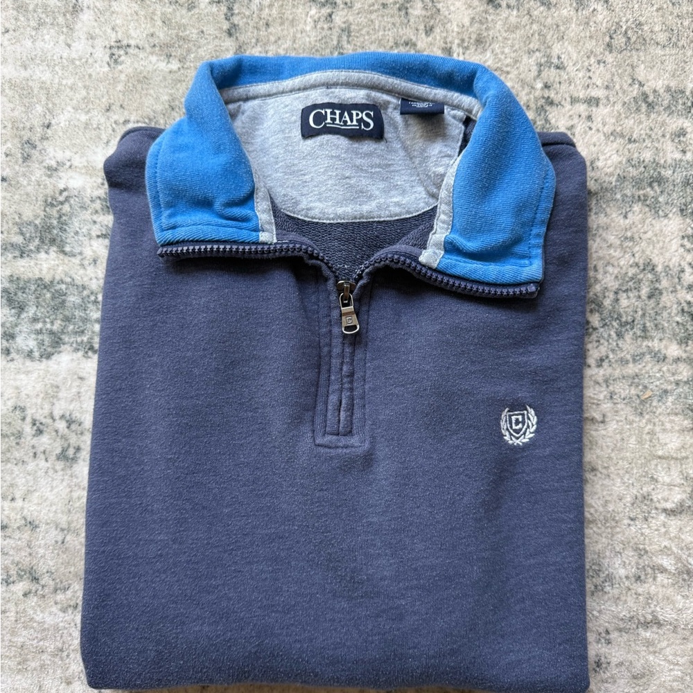 Chaps Blue Zip Up Sweater with Sporty Style